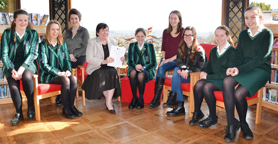 Headmistress Mrs Sarah Buckle with Farnborough Hill Pupils