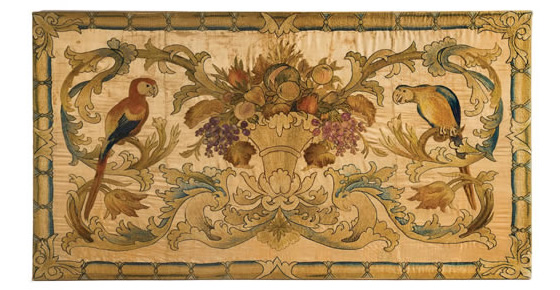 18th century Italian couched floss silk on silk satin textile